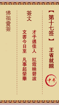 佛祖灵签 第17签:王省就亲 中平签
