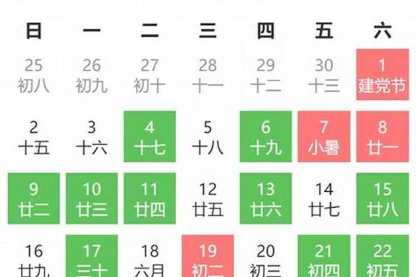 7月装修开工黄道吉日一览表