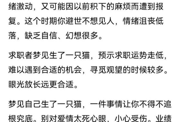 梦见猫生小猫是什么预兆 梦见猫生小猫是什么预兆